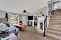View into the living room from the dining area