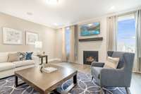 Spacious great room with optional fireplace.