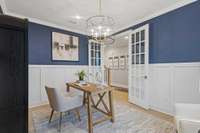 Dedicated study downstairs featuring beautiful 8' French doors.