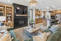 Great open layout! Optional fireplace with shelving in great room.