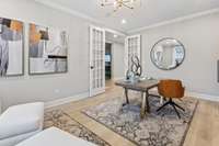 Oversized study off the entry of the home. Optional 5th bedroom/4th bathroom ILO study.