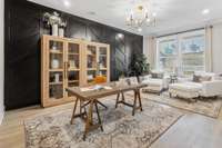 Oversized study off the entry of the home. Optional 5th bedroom/4th bathroom ILO study.
