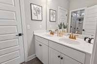 2 full bathrooms upstairs.
