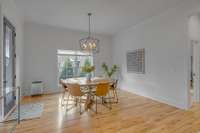 Eating area comfortably holds a 72-inch table