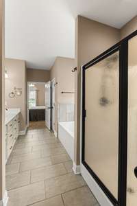 Shower in the primary bath.