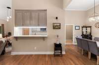 Bar seating area.  Cabinets open from both sides.