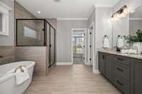 A beautiful bathroom for the owner(s) to get ready in!