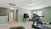 Large bonus room functions as the perfect movie/game room or workout room!