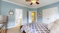 Primary bedroom with walk in closet