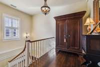 Upstairs foyer.  This is the wardrobe that was hit during the Civil War with a cannonball.