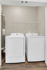 In-unit laundry in main level closet
