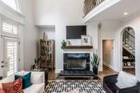 Gas logs keep this formal living room toasty and a fabulous place to entertain