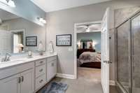 Primary Bedroom Bathroom Attached Ensuite (Full Bathroom # 2 - Downstairs)