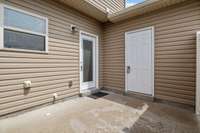 Private back patio and storage area.