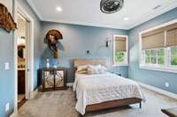 5th bedroom ensuite with canned lighting and ceiling fan-off bonus/rec room wing upstairs