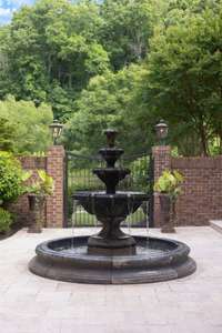 Beautiful water fountain in the main courtyard pavers