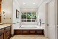 Garden tub over looks private terrace