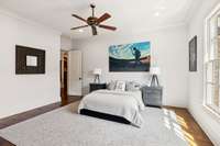 3rd upstairs bedroom with hardwood floors, ceiling fan, canned lighting, ensuite with full bathroom