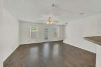 This is the view when you step in from the foyer. These floors really are beautiful!