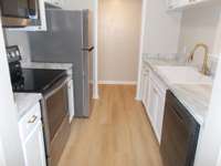 Galley with stainless steel appliances