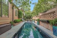 The pool has an electric cover for safety and heat retention.