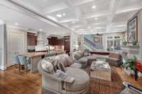 The coffered detail is a beautiful addition to the 10' ceilings.