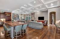 The kitchen opens to large family room that includes a Tennessee limestone fireplace surround and a full masonry chimney.