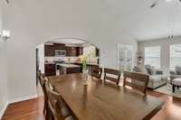 Dining Area is ample space for this large table for 8
