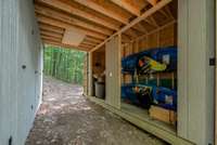 Storage area for kayaks, etc. at lake.