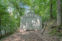 Storage shed at lake.