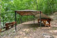 Covered area by the lake.