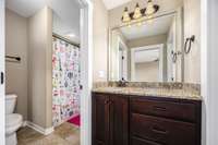 Jack n Jill bath connects Bedrooms 4 and 5 upstairs.