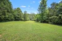 The back side of the yard behind the treeline.