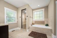 The primary bath shower is a steam shower/sauna.