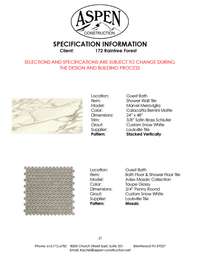 Selections for Home under construction. Check PDF attachment for full selections.