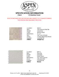 Selections for Home under construction. Check PDF attachment for full selections.