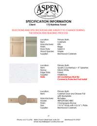 Selections for Home under construction. Check PDF attachment for full selections.