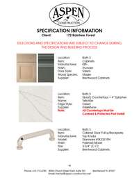 Selections for Home under construction. Check PDF attachment for full selections.
