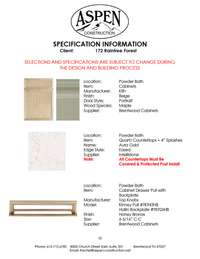 Selections for Home under construction. Check PDF attachment for full selections.