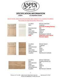 Selections for Home under construction. Check PDF attachment for full selections.