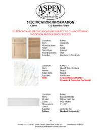 Selections for Home under construction. Check PDF attachment for full selections.
