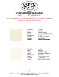 Selections for Home under construction. Check PDF attachment for full selections.