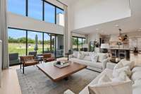 A wall of windows and doors brings the outside in