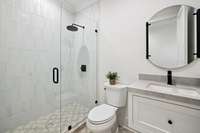 Shared bathroom in upstairs hallway
