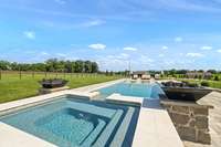 Double firepits at the spa entrance