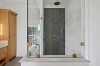 Tile shower with multiple shower head options
