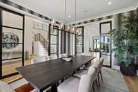 The dining room doors open on both sides