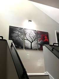 Modern decor at top of steps