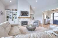 High ceilings in the living room provide a large airy feel