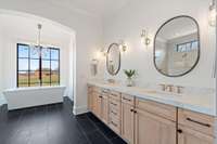 Spacious bathroom with heated flooring!